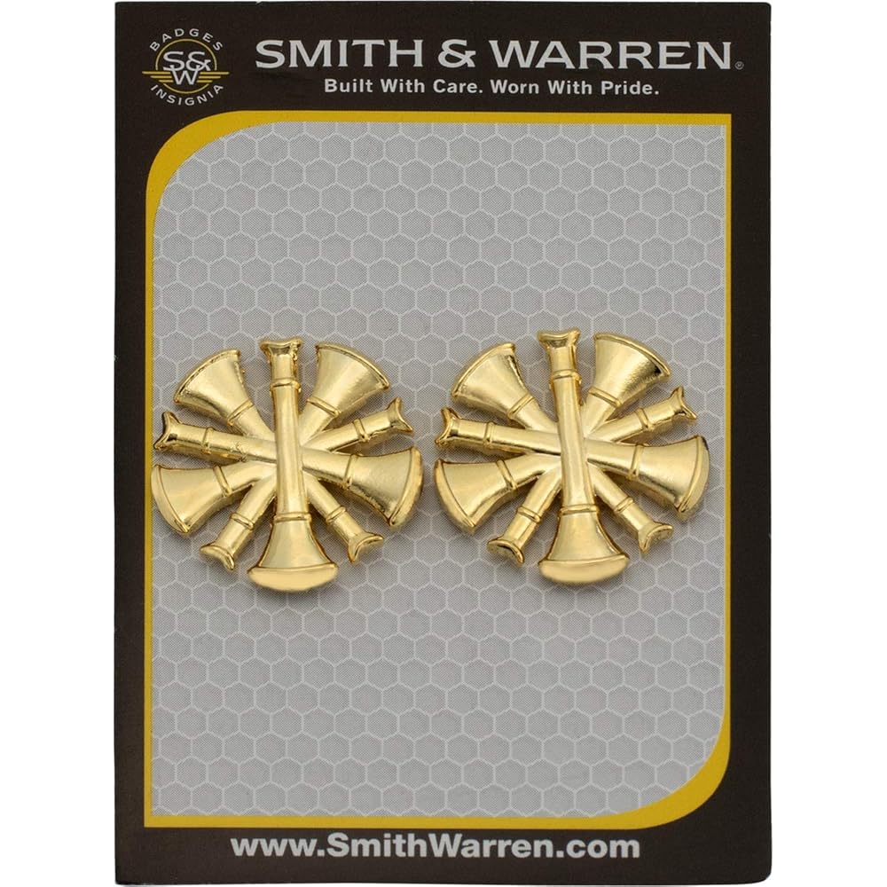 Smith & Warren Five crossed Fire Bugle Insignia Gold Finish